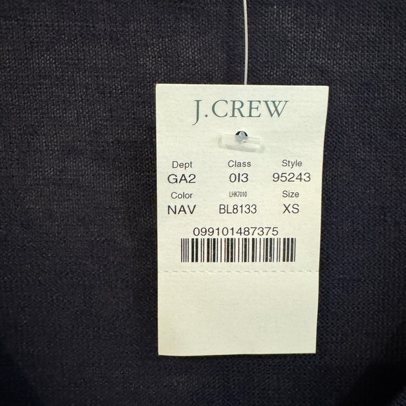 J CREW Womens Navy Linen V-Neck Sweater With Ruffles and Buttons - Picture 4 of 15